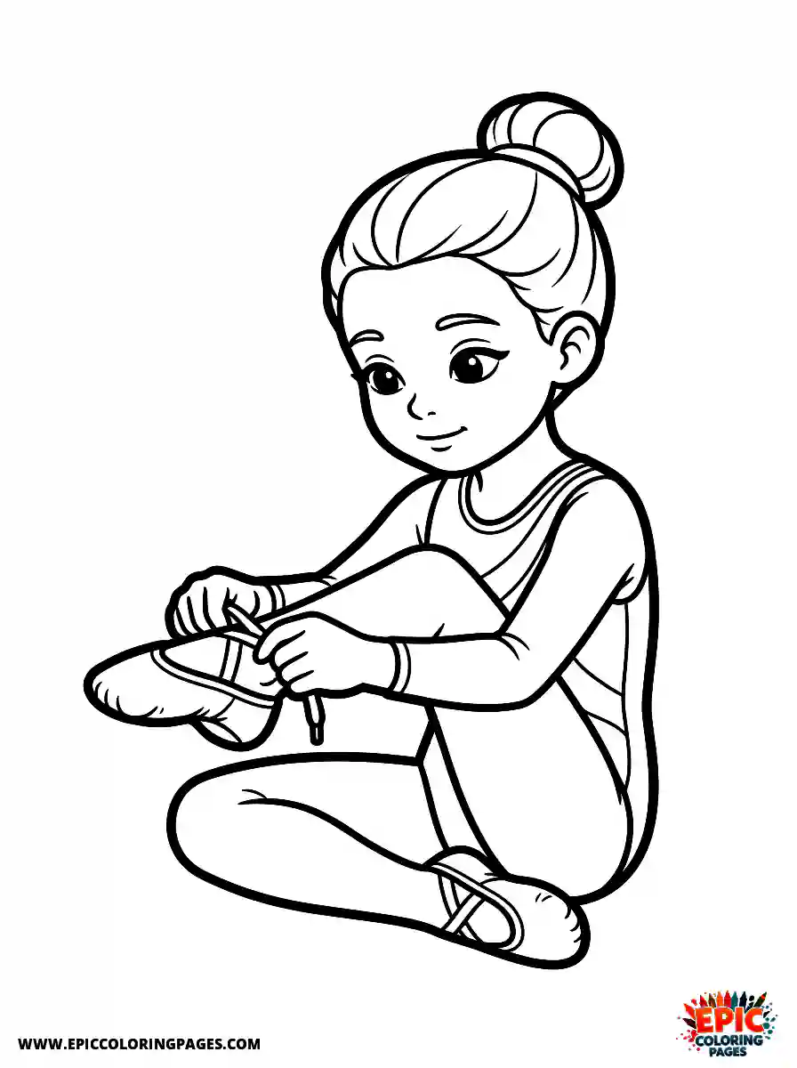 Gymnast Girl Gymnast girl cute style putting on soft gymnastics shoes
