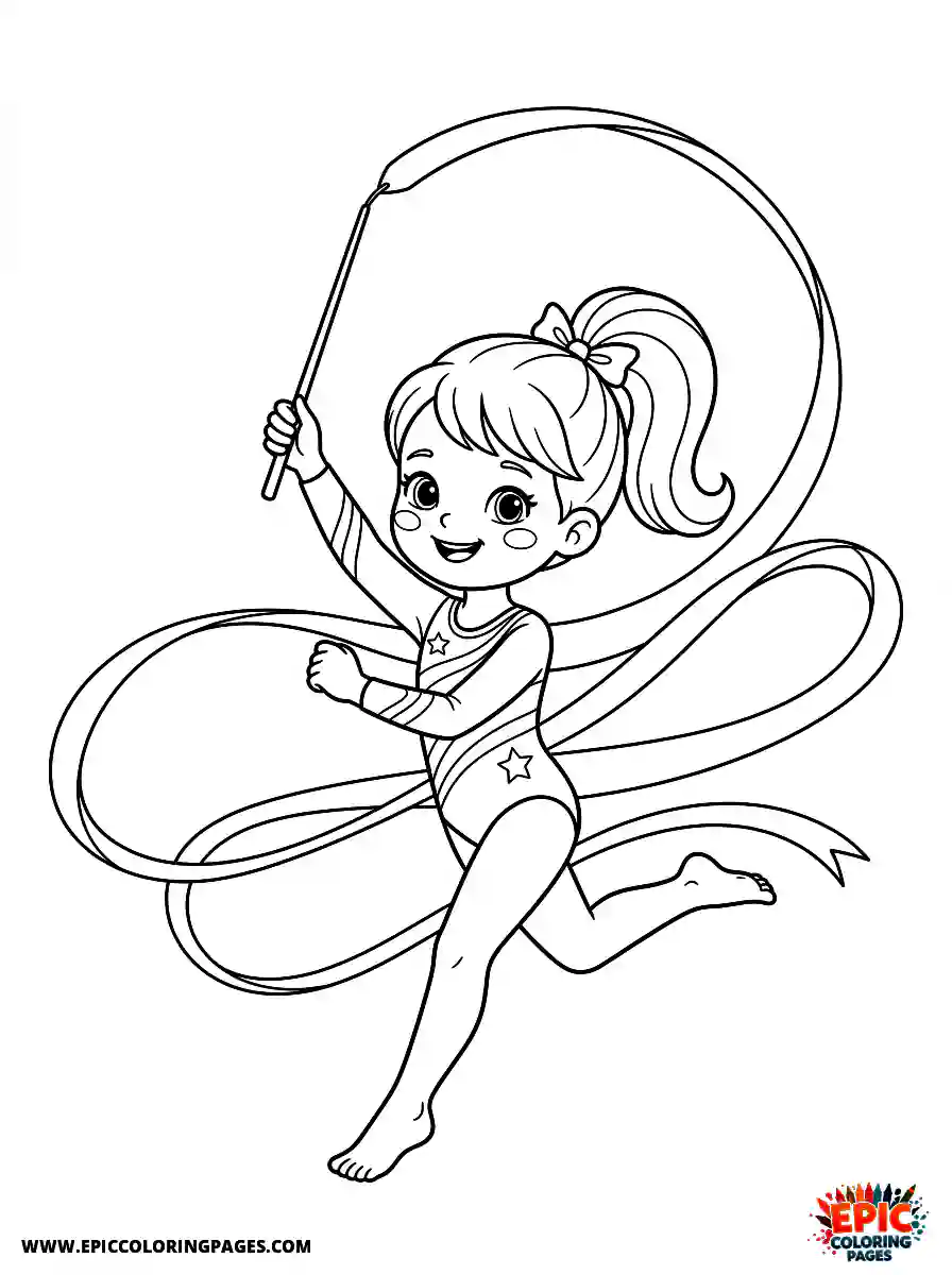 Gymnast Girl Gymnast girl cute style running with a trailing ribbon