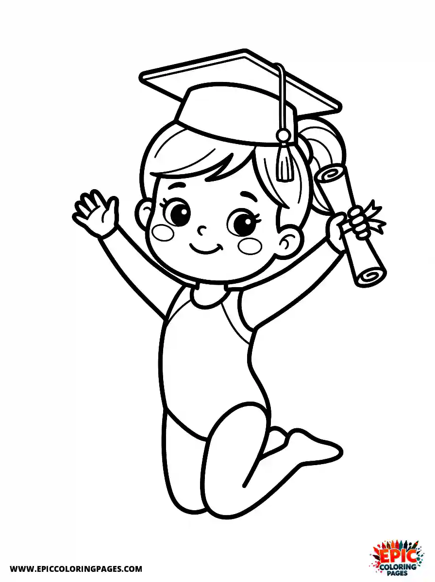 Gymnast Girl Gymnast girl cute style wearing a graduation cap with a diploma