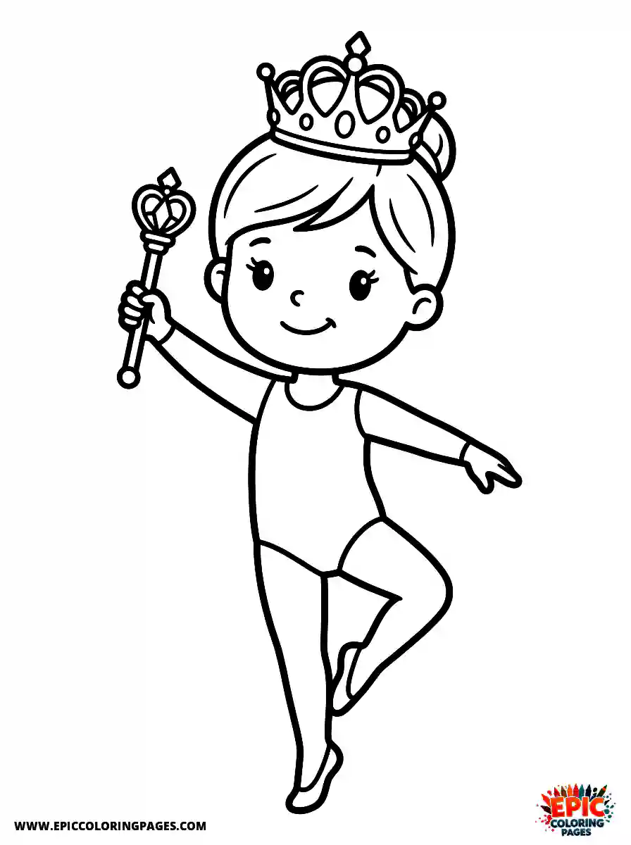 Gymnast Girl Gymnast girl cute style wearing a royal crown holding a scepter