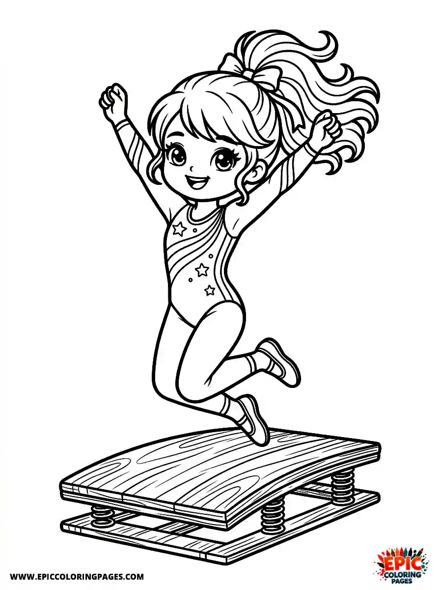 Gymnast Girl Gymnast girl kawaii style jumping from a springboard