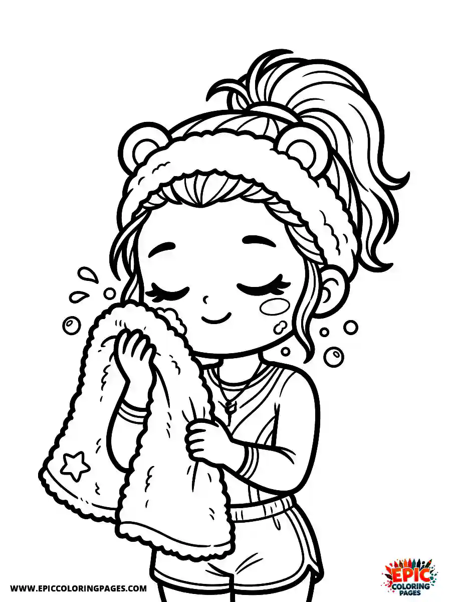 Gymnast Girl Gymnast girl kawaii style washing face with a fluffy towel