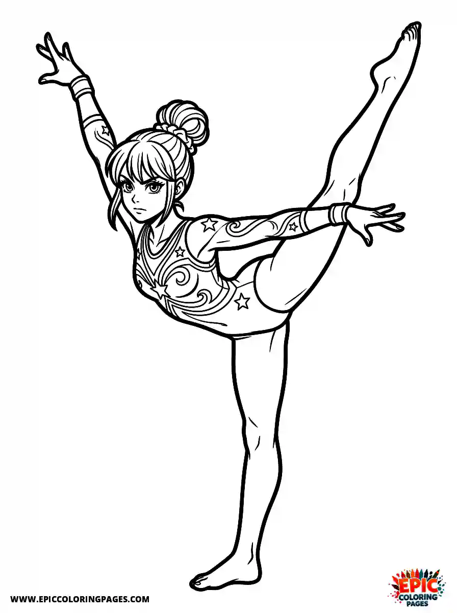 Gymnast Girl Gymnast girl manga style performing a scale pose