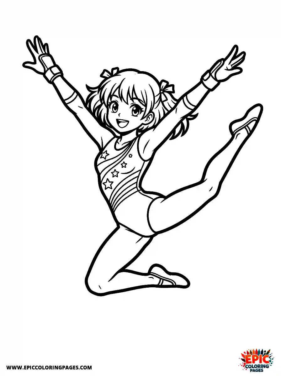 Gymnast Girl Gymnast girl manga style striking a dramatic finishing pose