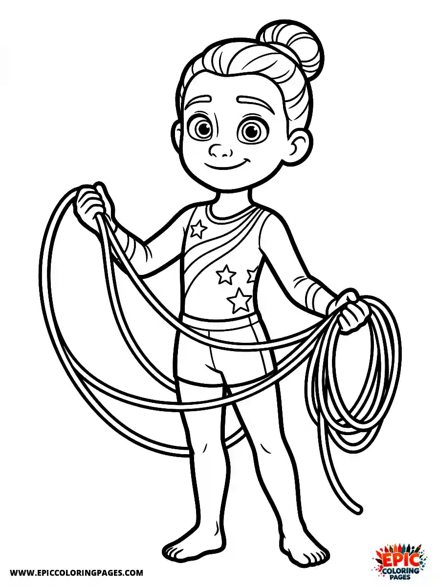 Gymnast Girl Gymnast girl pixar style holding a long practice rope
