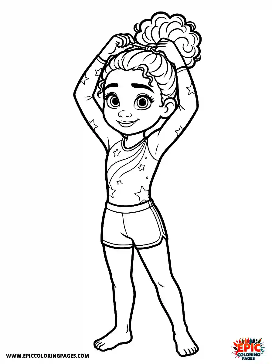 Gymnast Girl Gymnast girl pixar style tying hair into a neat bun