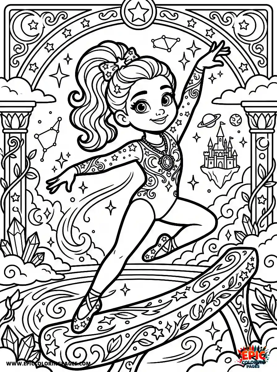 Gymnast Girl Gymnast girl pixar style wearing a magical amulet necklace