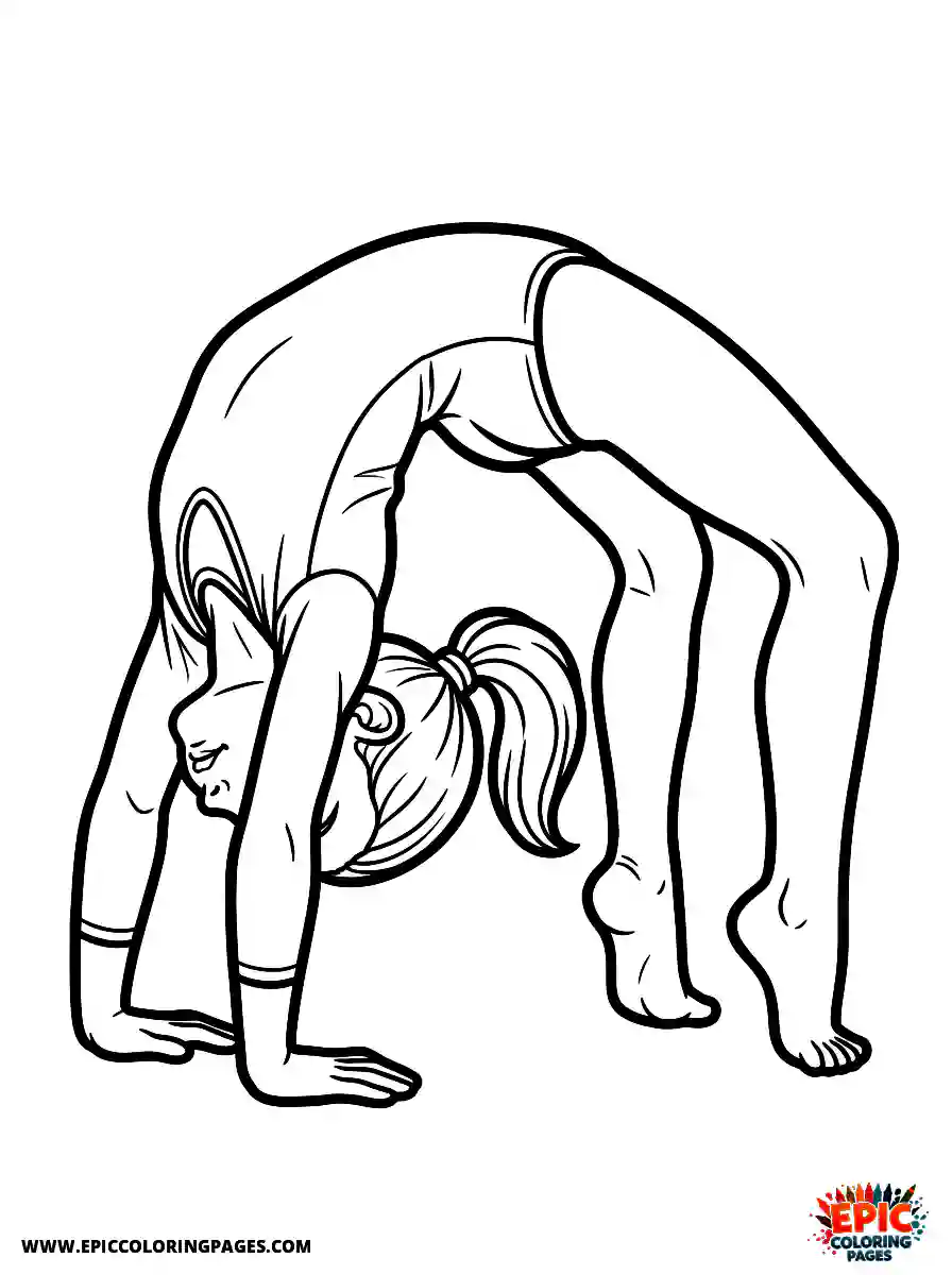 Gymnast Girl Gymnast girl realistic bending backwards into a deep bridge pose