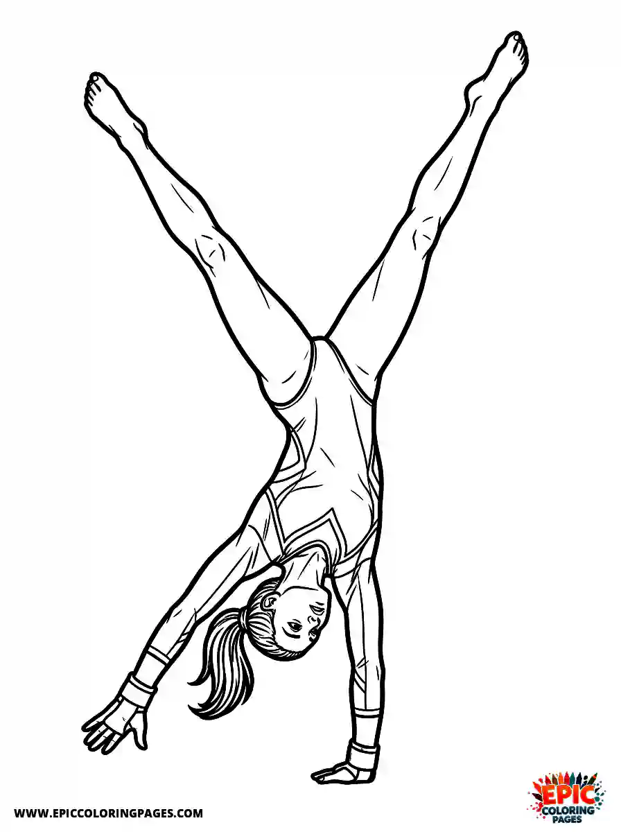 Gymnast Girl Gymnast girl realistic doing a cartwheel with perfectly straight legs