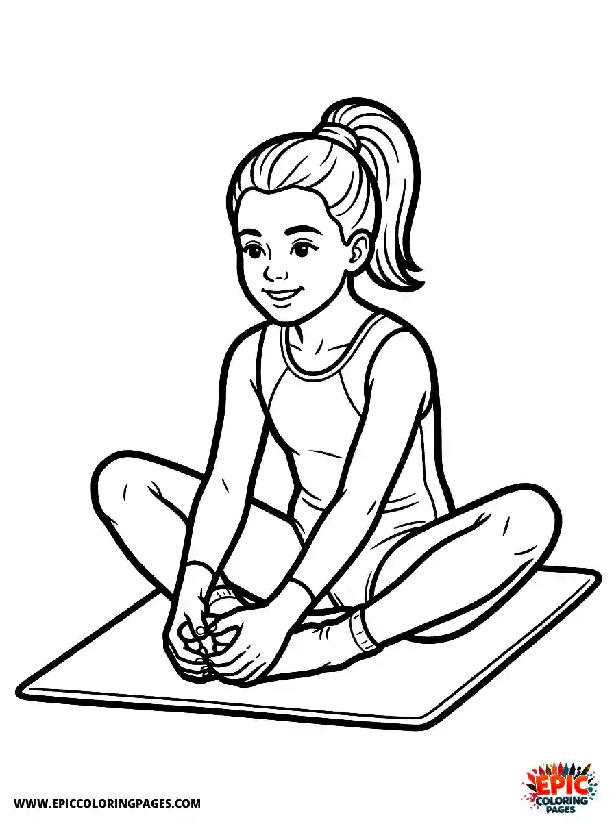 Gymnast Girl Gymnast girl realistic doing a warm up butterfly stretch