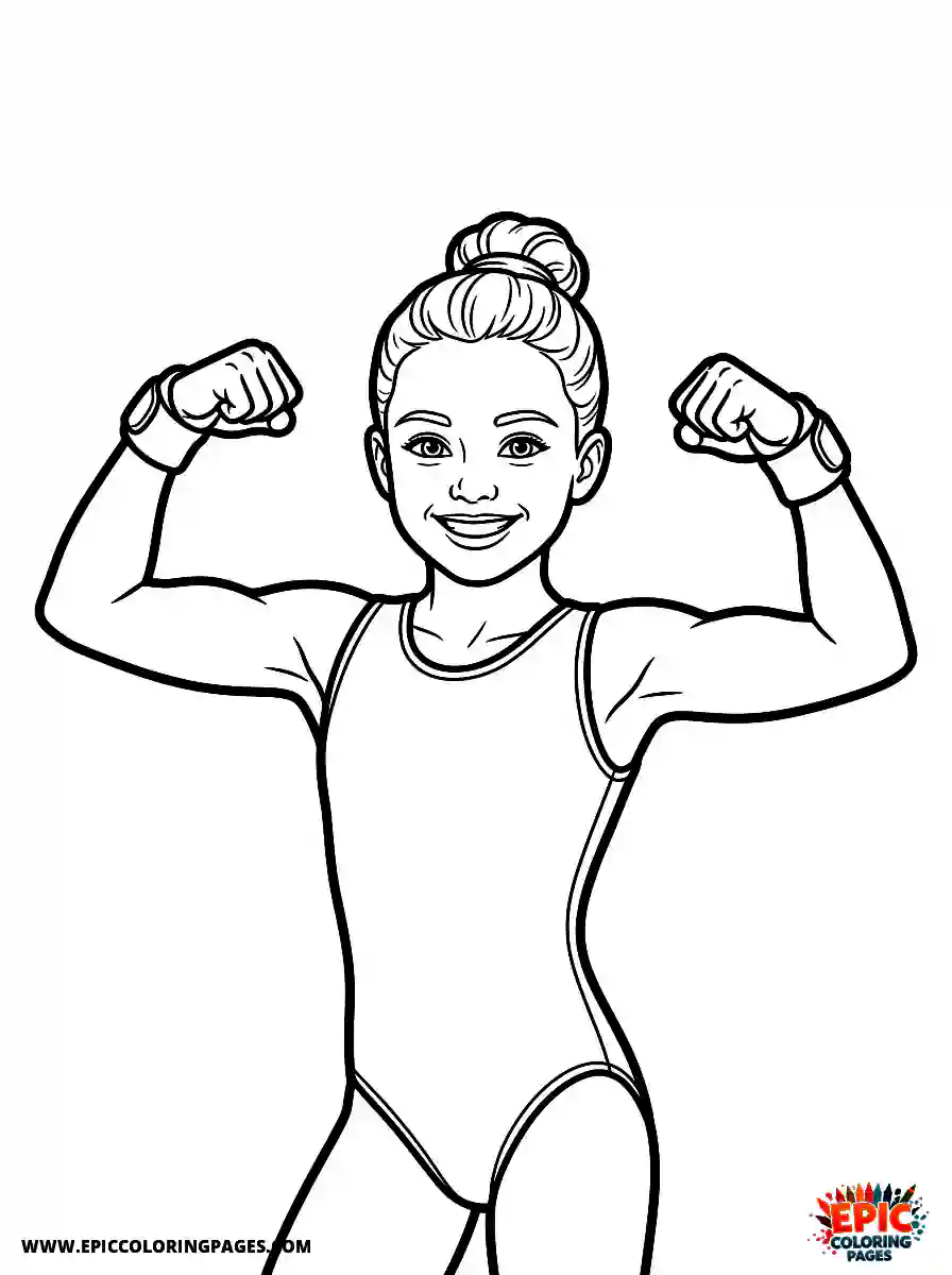 Gymnast Girl Gymnast girl realistic flexing her muscles proudly with a smile