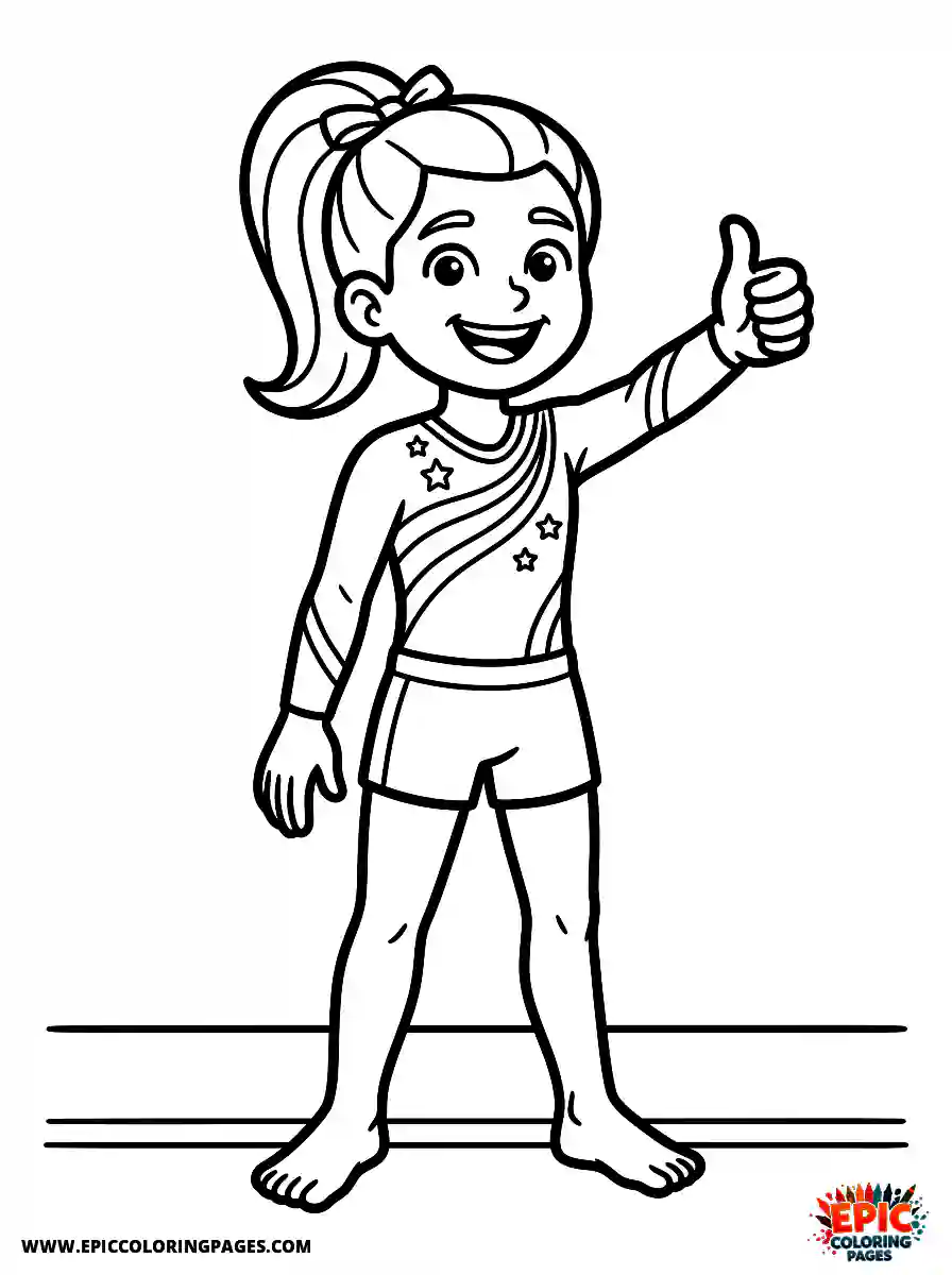 Gymnast Girl Gymnast girl realistic giving a thumbs up after a successful landing