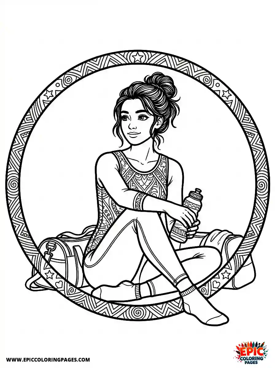 Gymnast Girl Gymnast girl realistic sitting comfortably inside a giant hula hoop