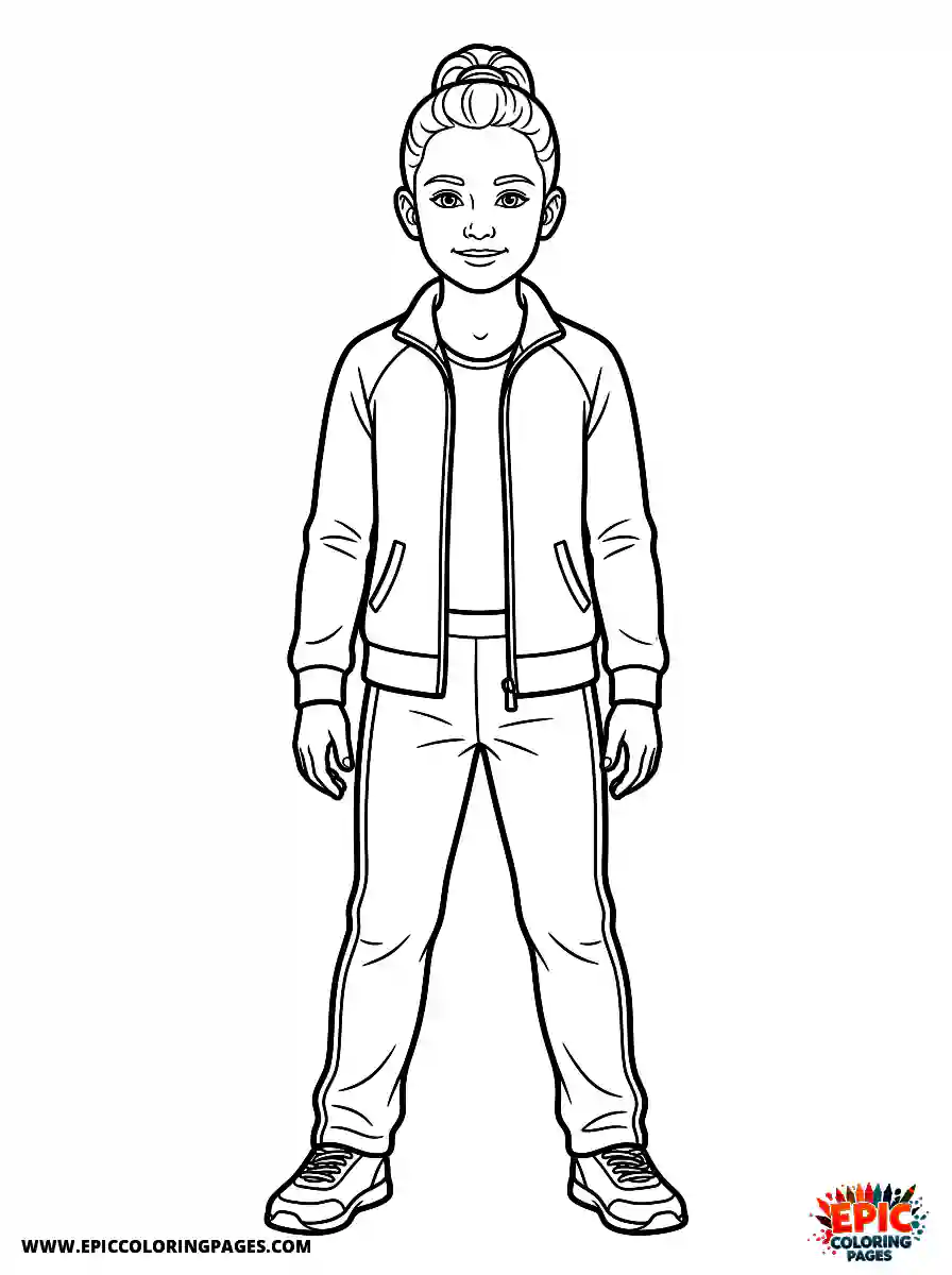 Gymnast Girl Gymnast girl realistic standing tall in a warm up jacket