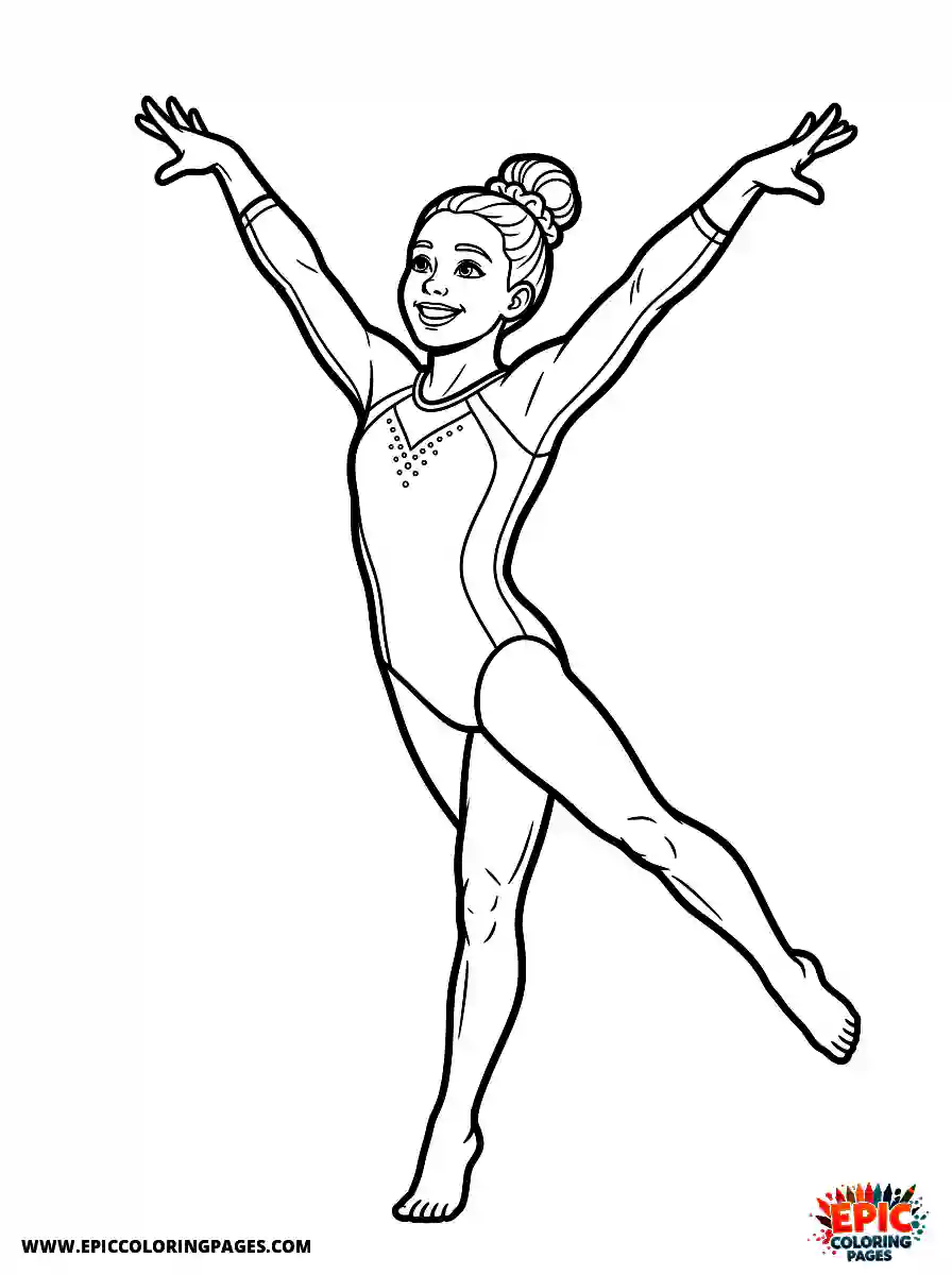 Gymnast Girl Gymnast girl realistic striking a final dramatic pose with arms out