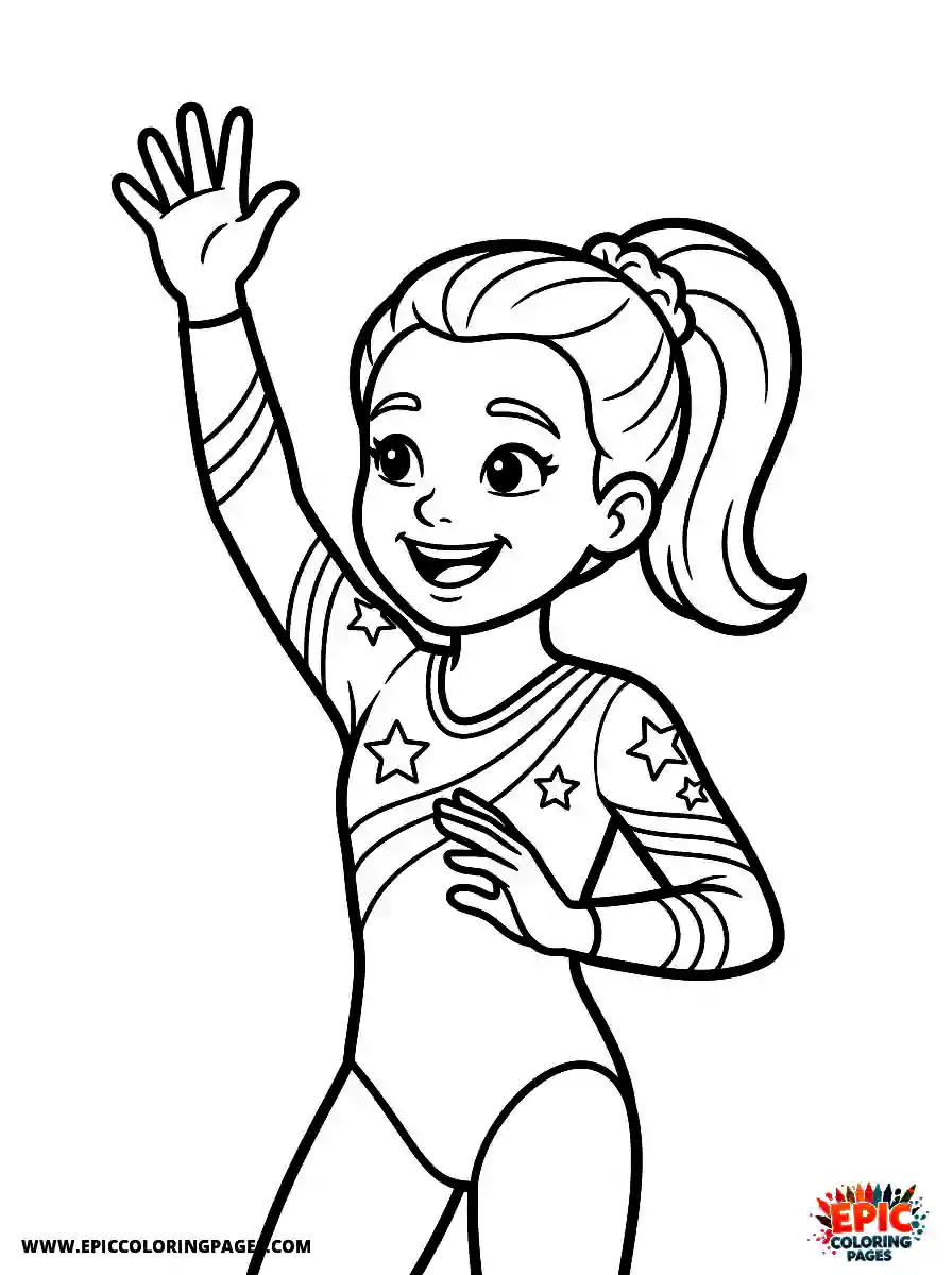 Gymnast Girl Gymnast girl realistic waving enthusiastically to a cheering crowd