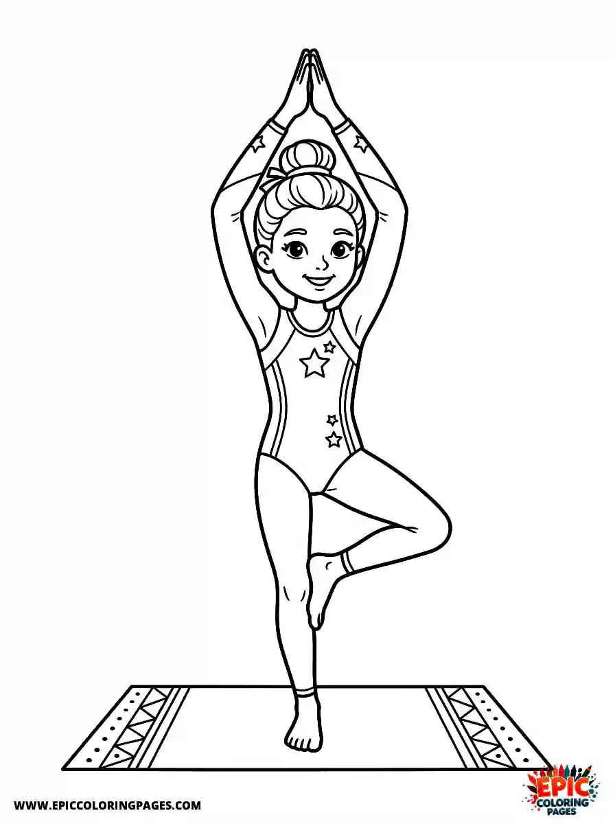 Gymnast Girl Gymnast girl style doing a yoga pose on a mat