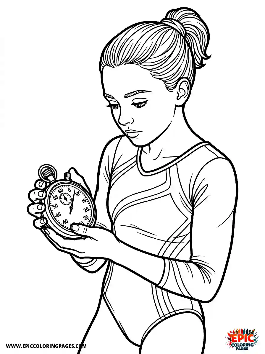 Gymnast Girl Gymnast girl style looking at a pocket stopwatch