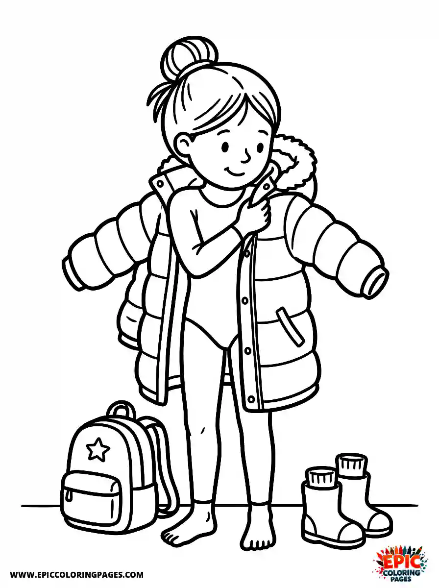 Gymnast Girl Gymnast girl style putting on a warm winter coat