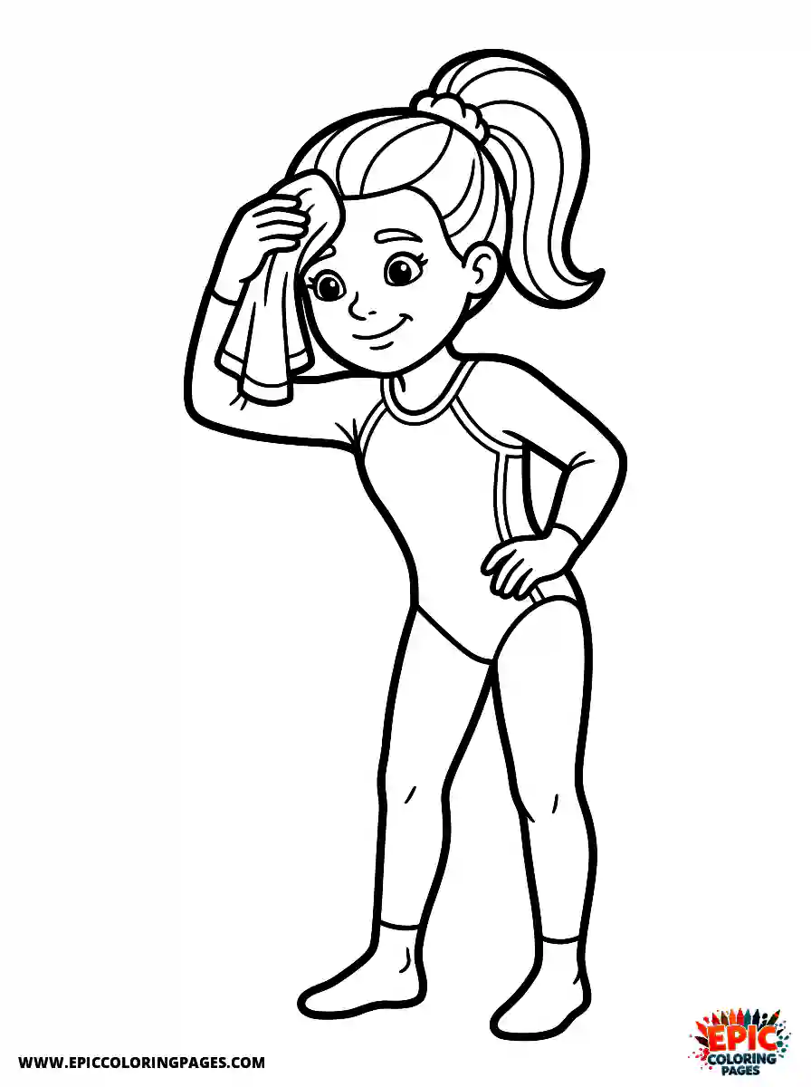 Gymnast Girl Gymnast girl style wiping sweat with a small towel