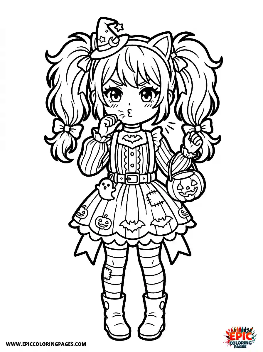 Halloween Girl Halloween girl anime style trying to whistle