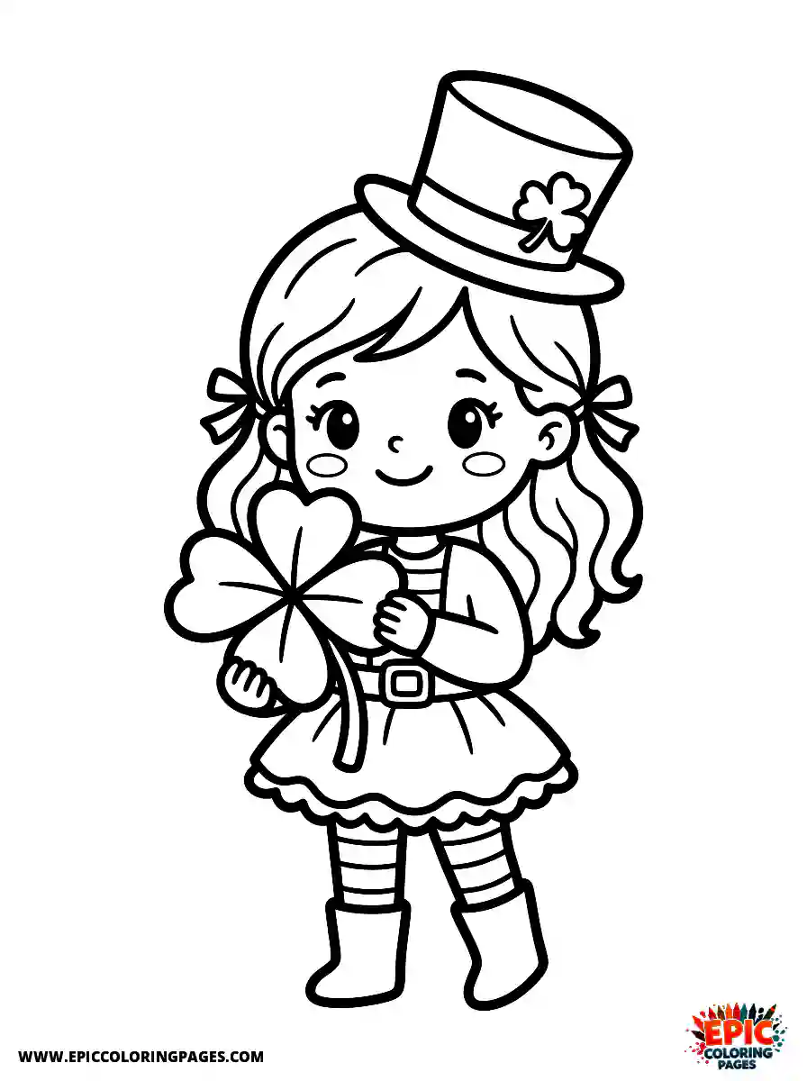 Halloween Girl Halloween girl chibi style holding a lucky clover wearing a green top hat