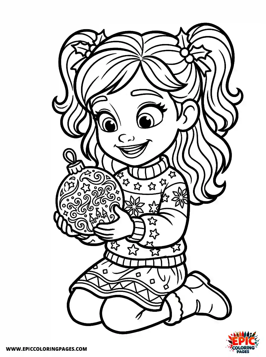 Christmas Girl Simple Christmas girl 3d disney style looking at a magic ornament