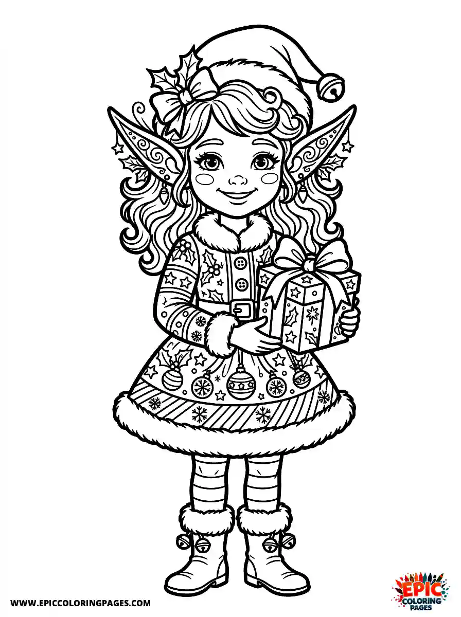 Christmas Girl Simple Christmas girl realistic wearing detailed elf ears