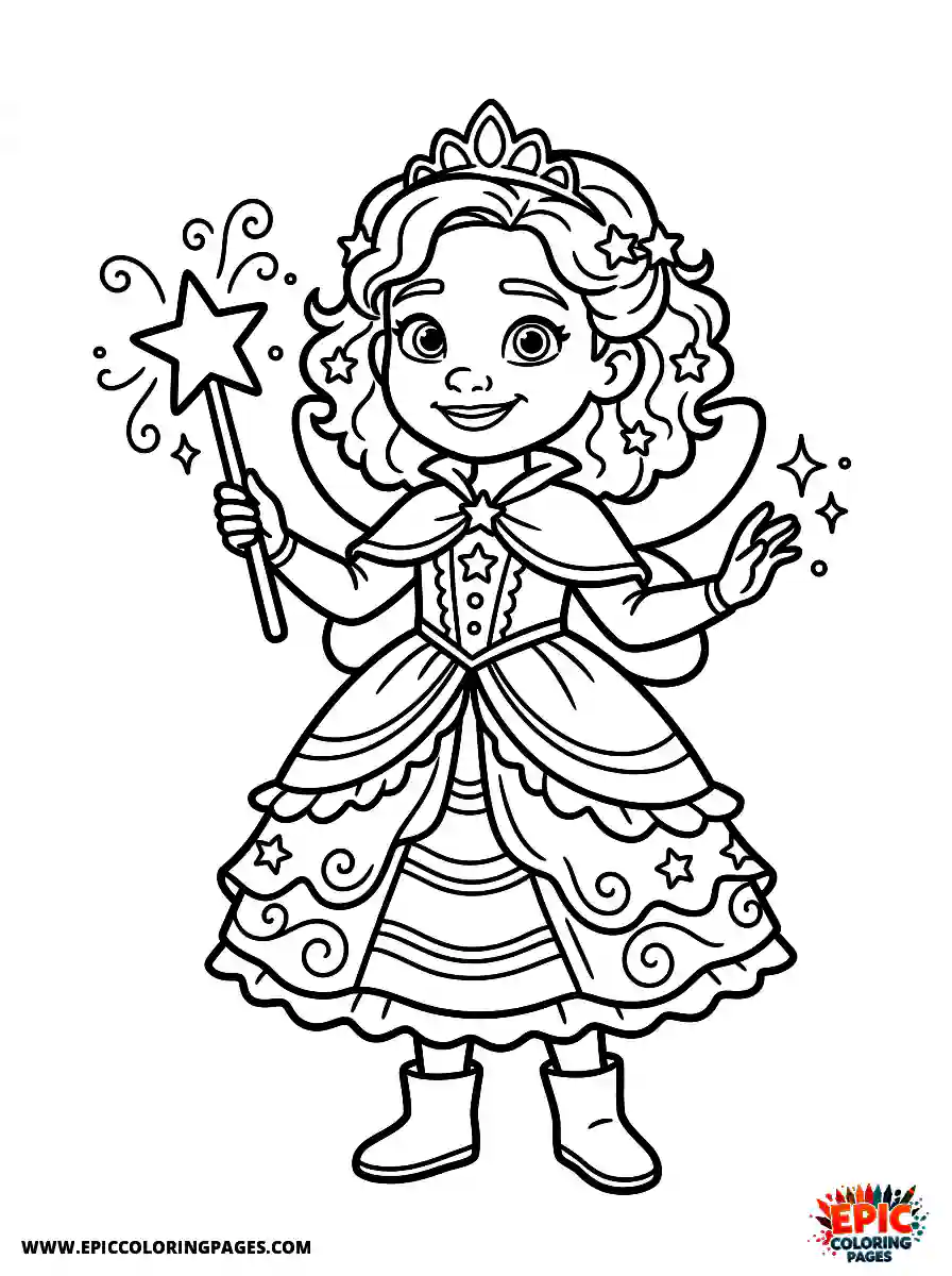 Pixar Style Girl Simple Pixar style girl as a fairy godmother with a star wand