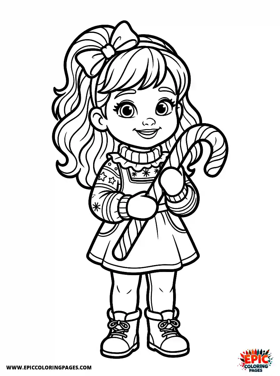 American Girl Simple american girl 3d disney style holding a candy cane