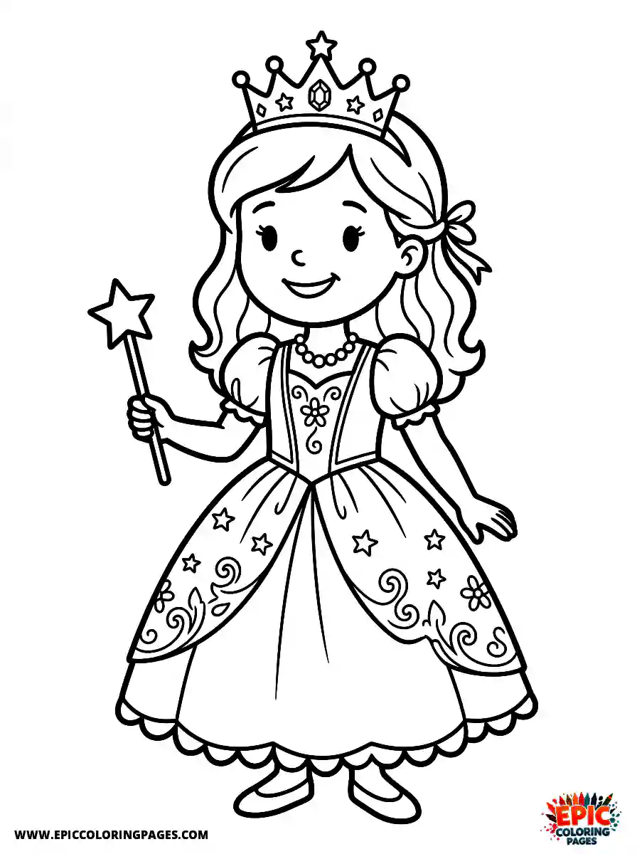 American Girl Simple american girl comic strip style wearing a princess crown