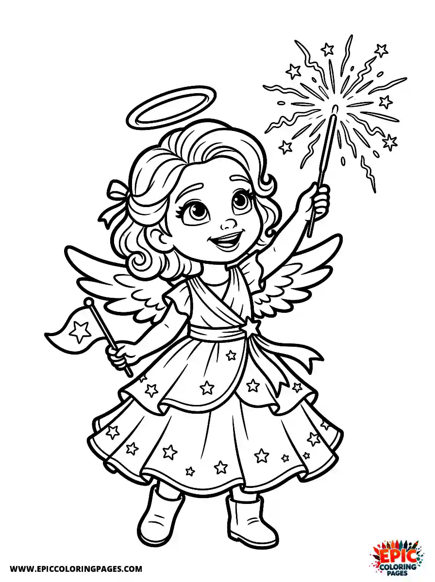 Angel Girl Simple angel girl 3d disney style waving a bright sparkler