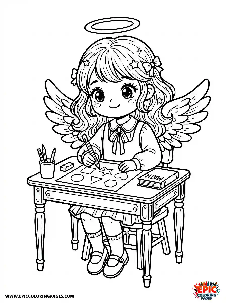 Angel Girl Simple angel girl kawaii style drawing geometric shapes