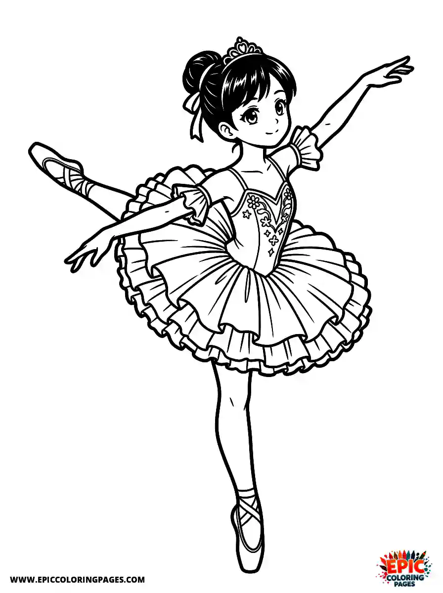 Birthday Girl Simple birthday girl anime style girl doing ballet dance tutu dress and pointe shoes in arabesque