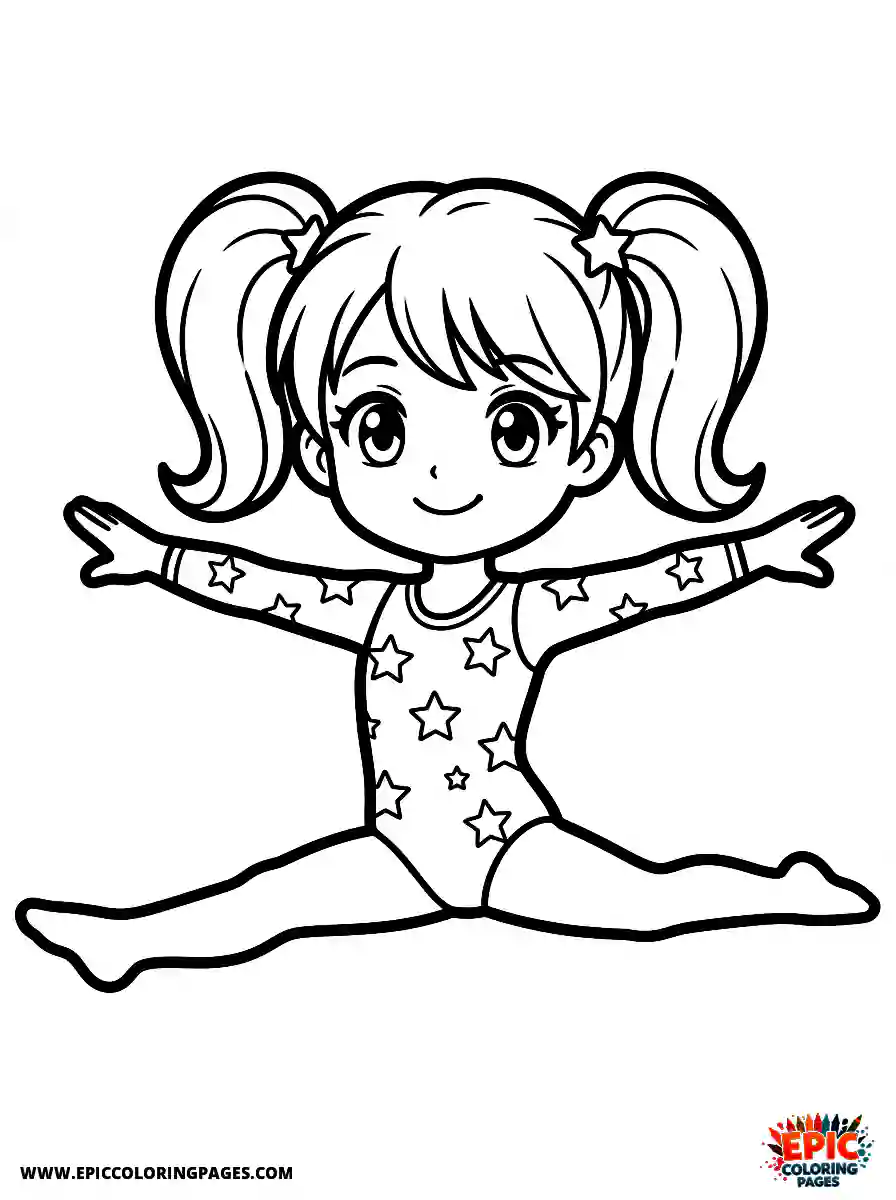 Birthday Girl Simple birthday girl anime style girl doing gymnastics split leotard with star pattern