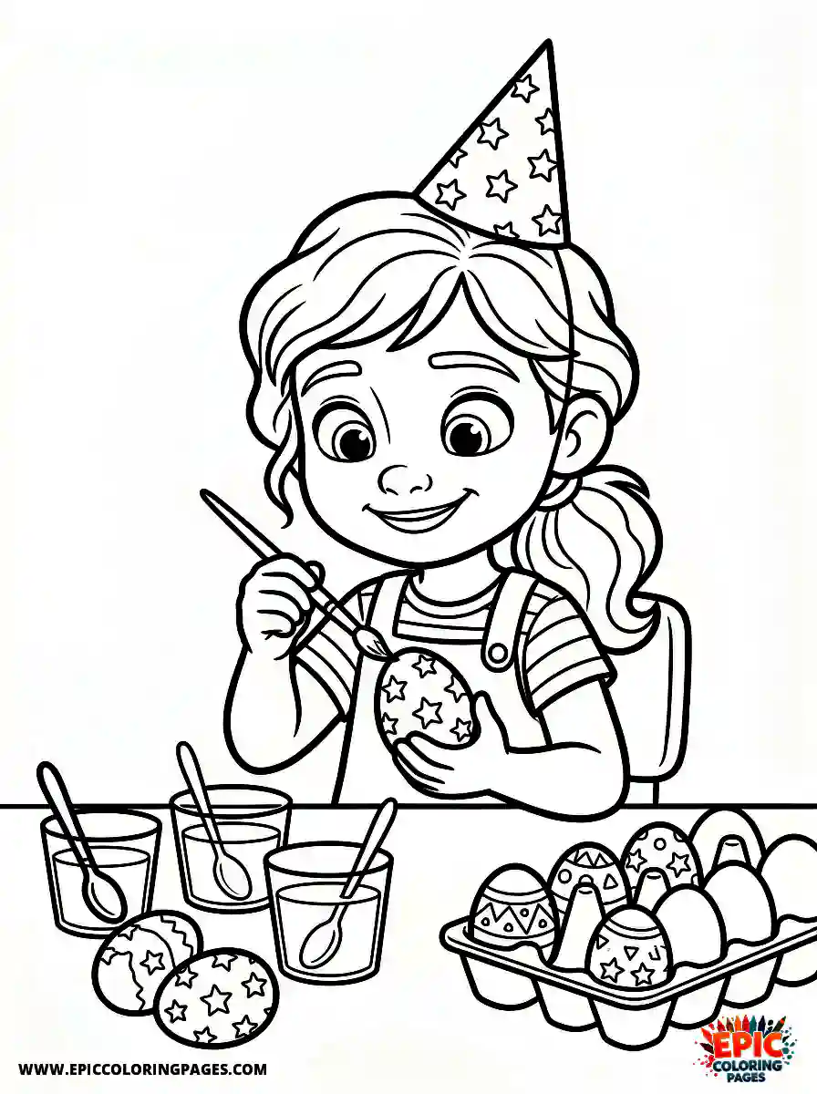 Birthday Girl Simple birthday girl pixar style girl painting easter eggs dye cups and star patterned eggs