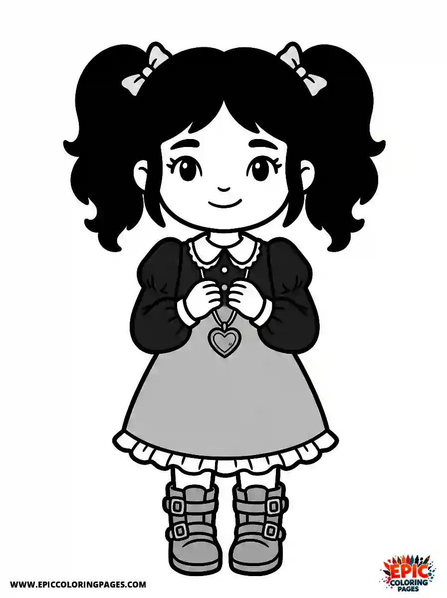 Gothic Girl Simple gothic girl holding a silver locket