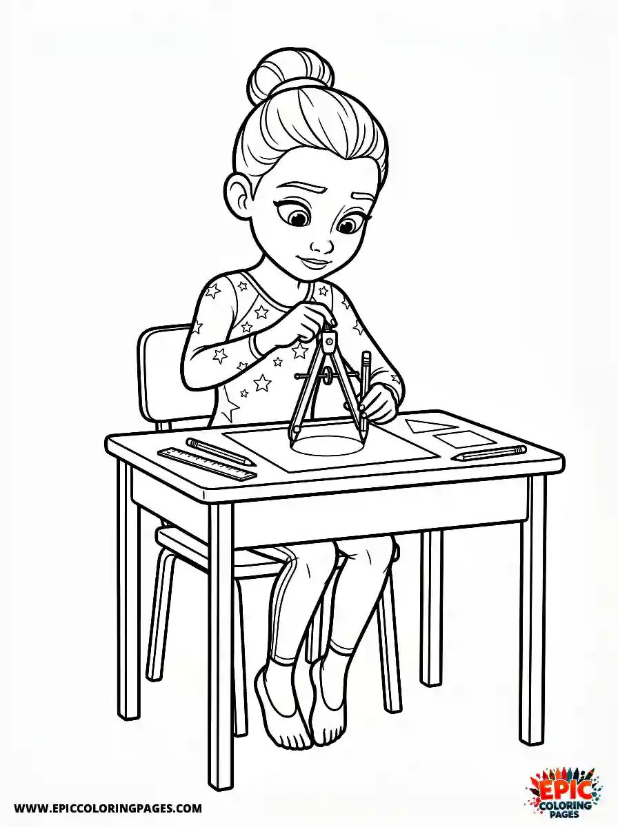 Gymnast Girl Simple gymnast girl 3d disney style measuring with a geometric compass