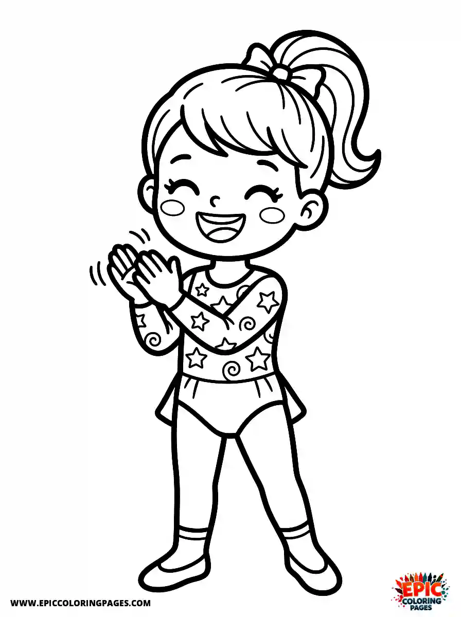 Gymnast Girl Simple gymnast girl adorable style clapping hands excitedly