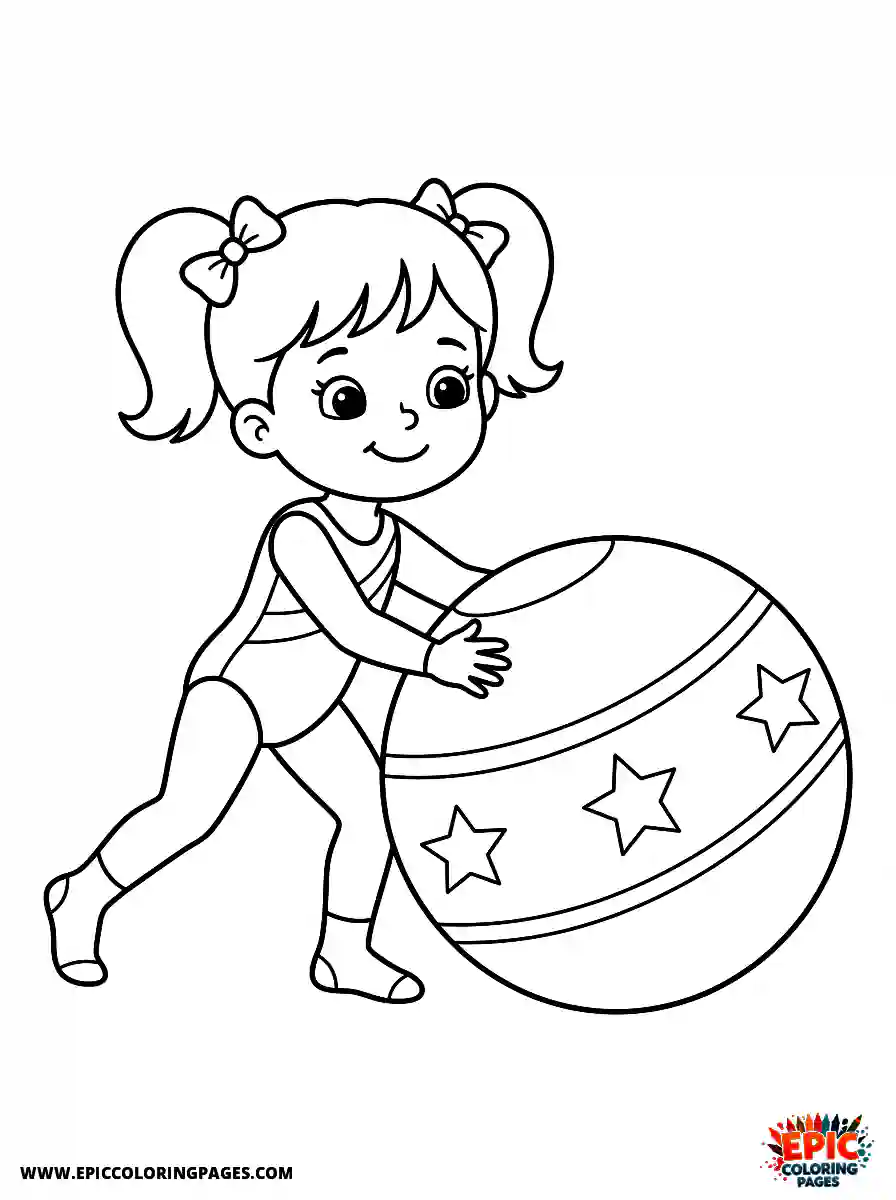 Gymnast Girl Simple gymnast girl adorable style rolling a big exercise ball