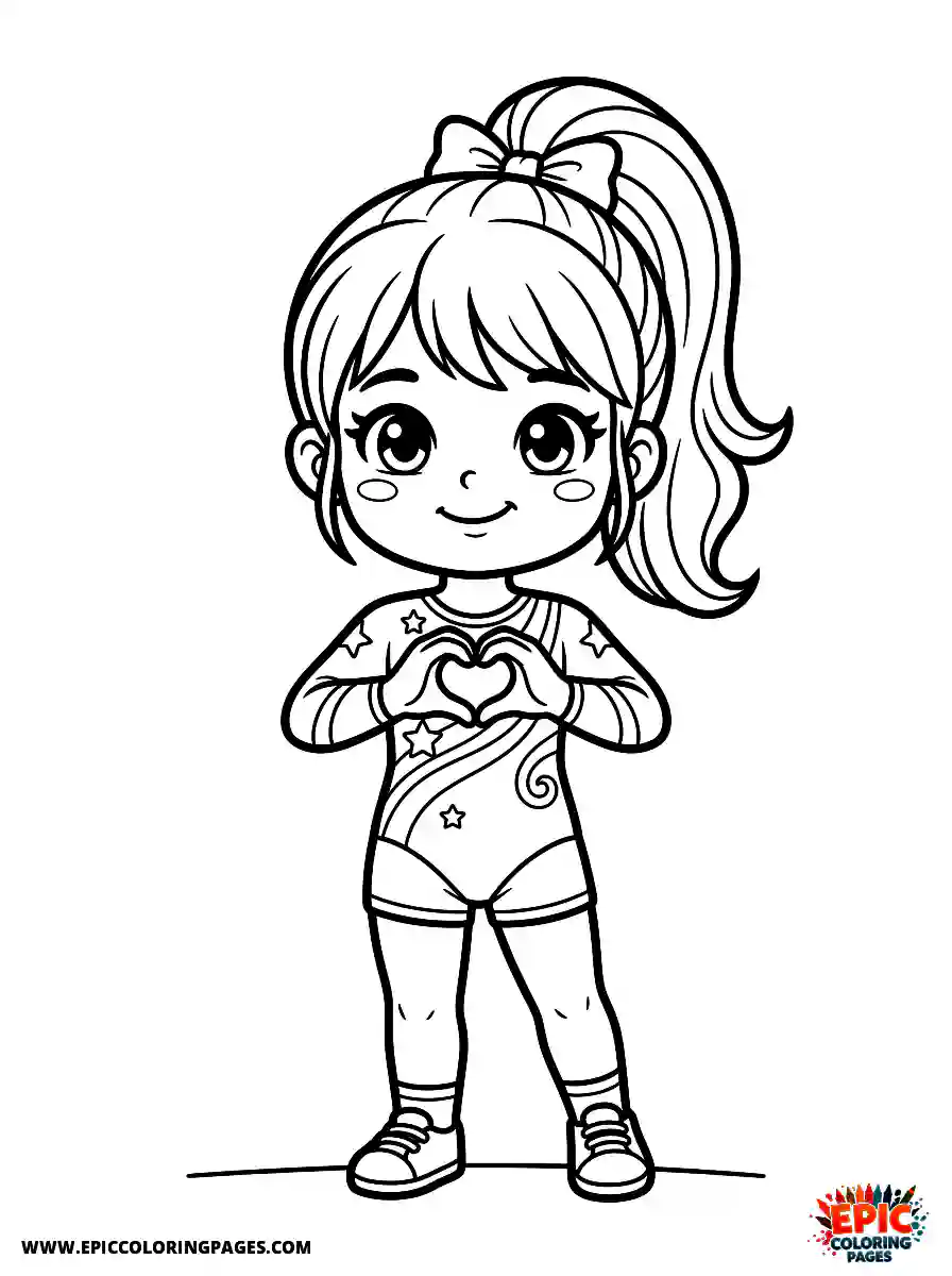 Gymnast Girl Simple gymnast girl chibi style making a heart shape with hands