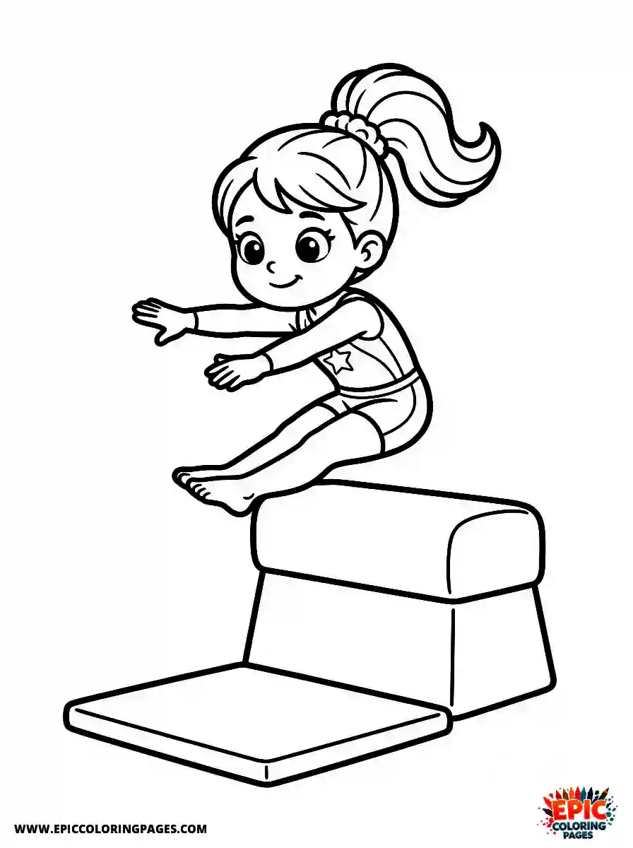 Gymnast Girl Simple gymnast girl cute style leaping over a vaulting block