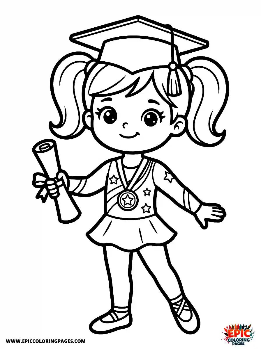 Gymnast Girl Simple gymnast girl cute style wearing a graduation cap with a diploma