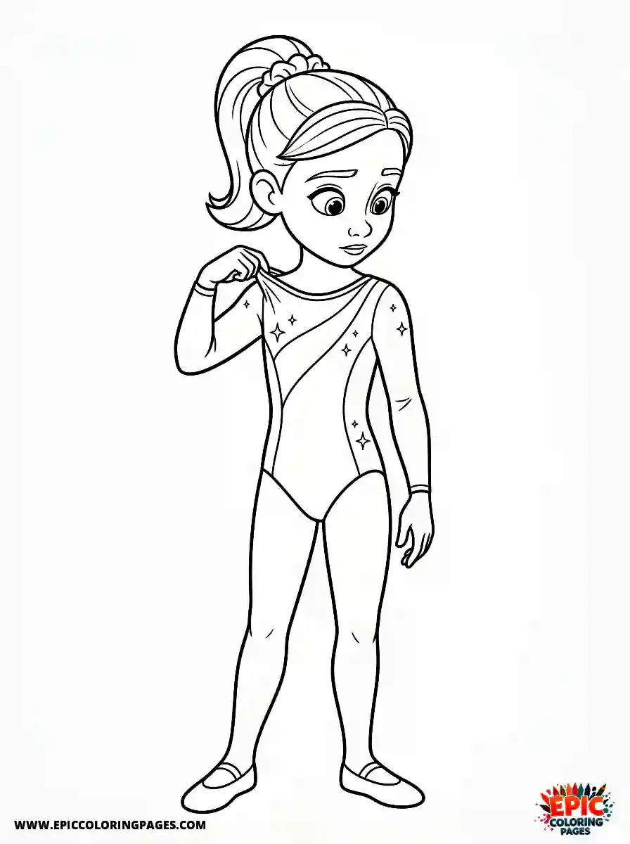 Gymnast Girl Simple gymnast girl pixar style adjusting a leotard strap