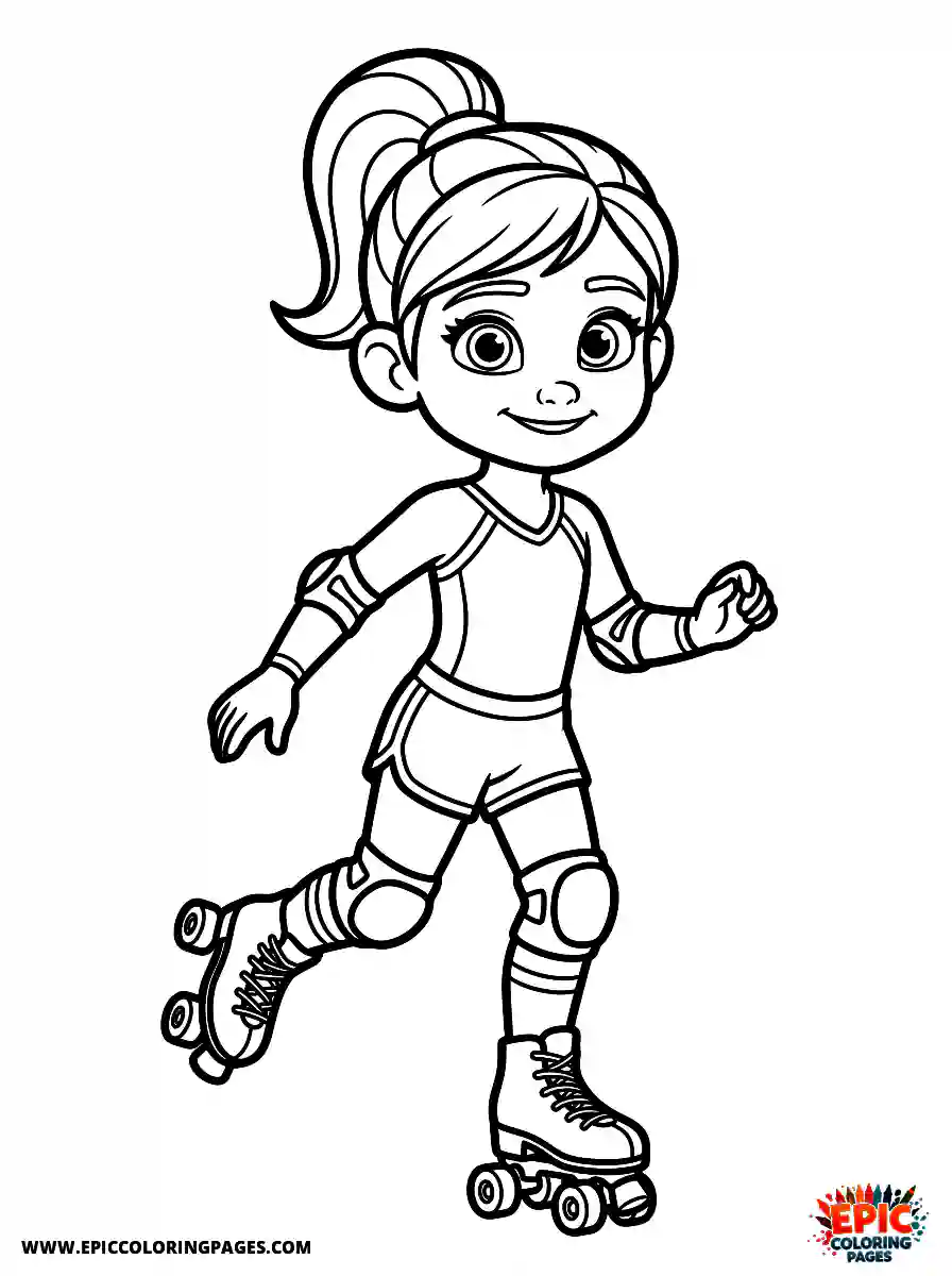Gymnast Girl Simple gymnast girl pixar style roller skating with knee pads