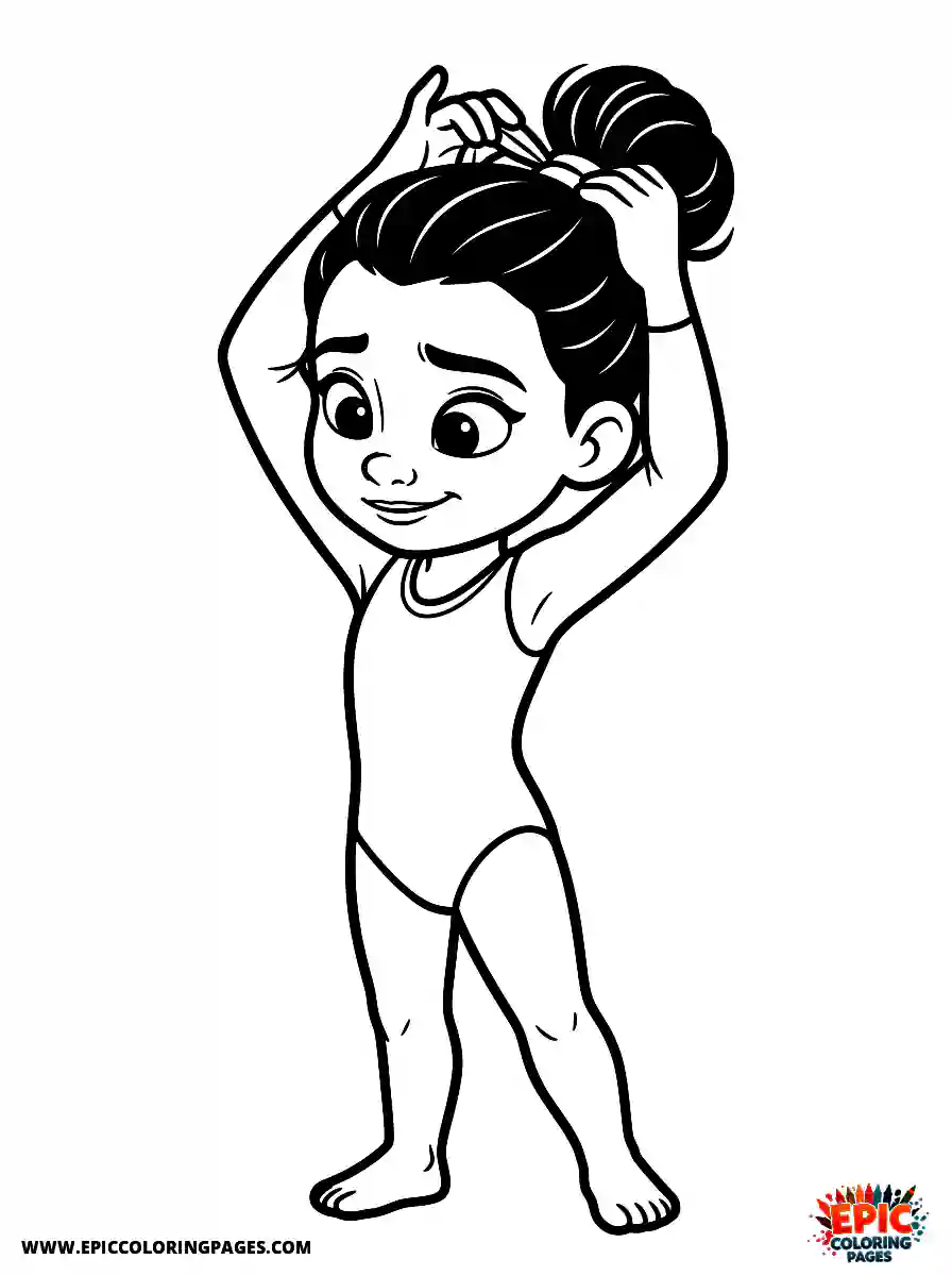 Gymnast Girl Simple gymnast girl pixar style tying hair into a neat bun