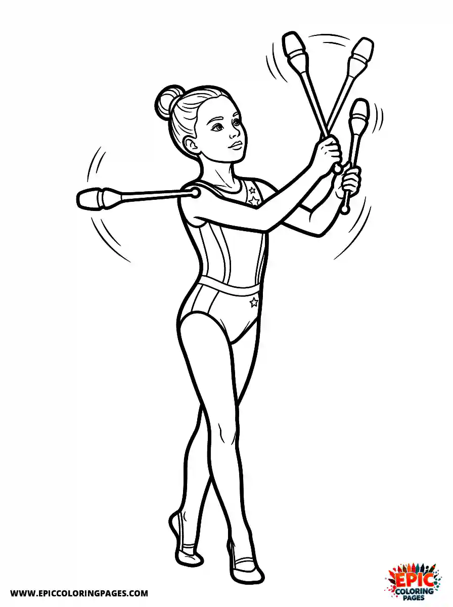 Gymnast Girl Simple gymnast girl realistic catching a spinning club perfectly in hand