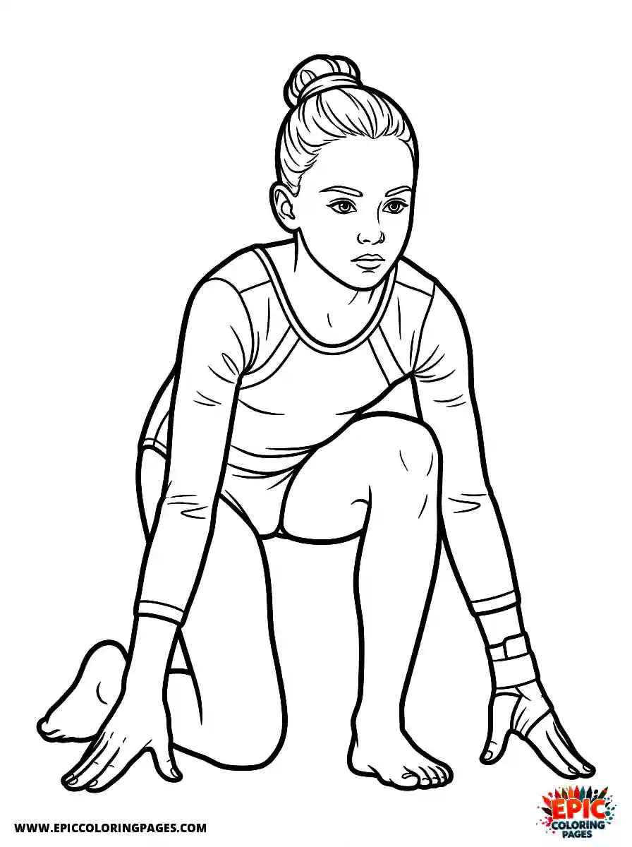 Gymnast Girl Simple gymnast girl realistic looking focused while holding a starting position