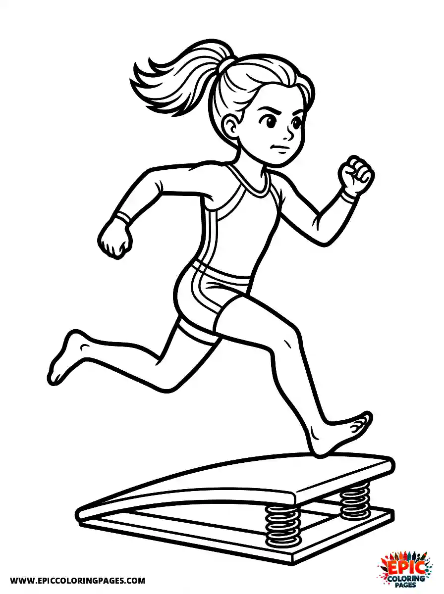 Gymnast Girl Simple gymnast girl realistic running fast towards a springboard