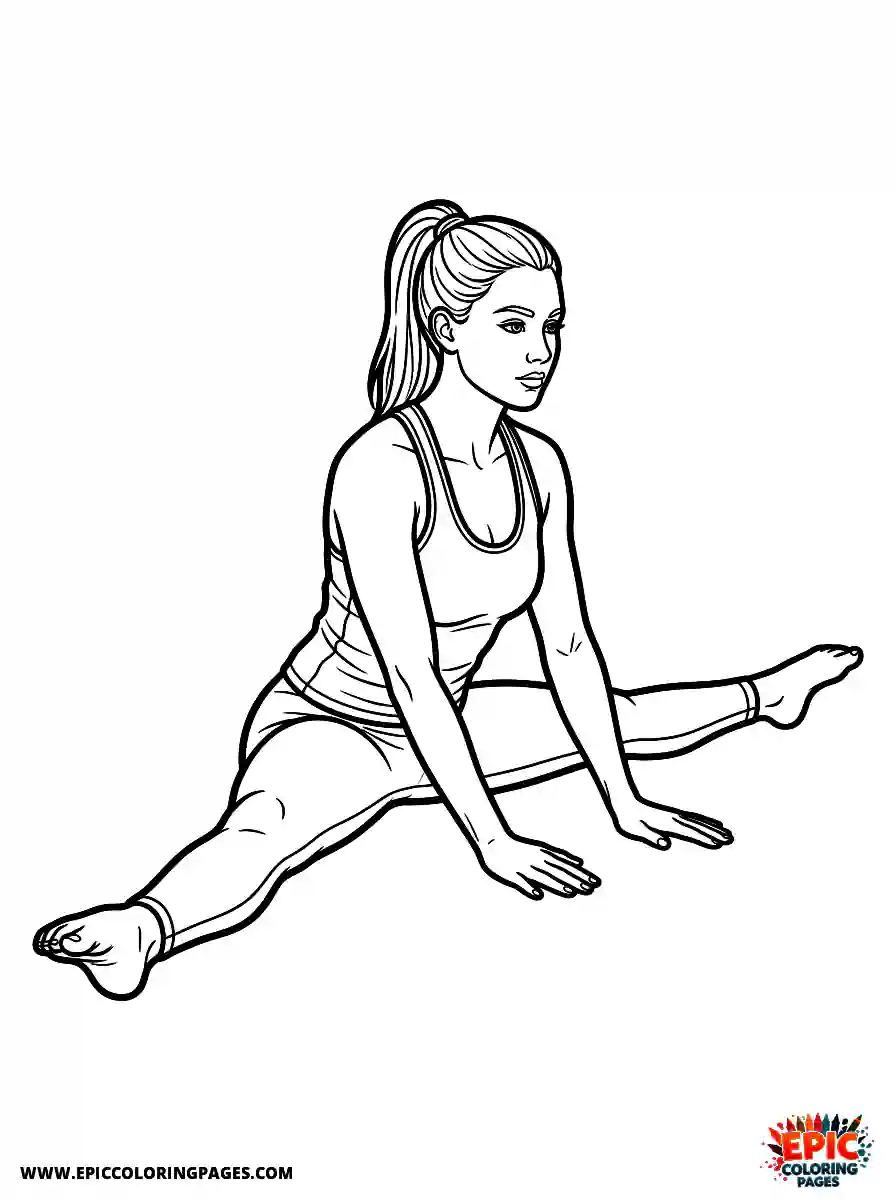 Gymnast Girl Simple gymnast girl realistic stretching legs in a straddle position